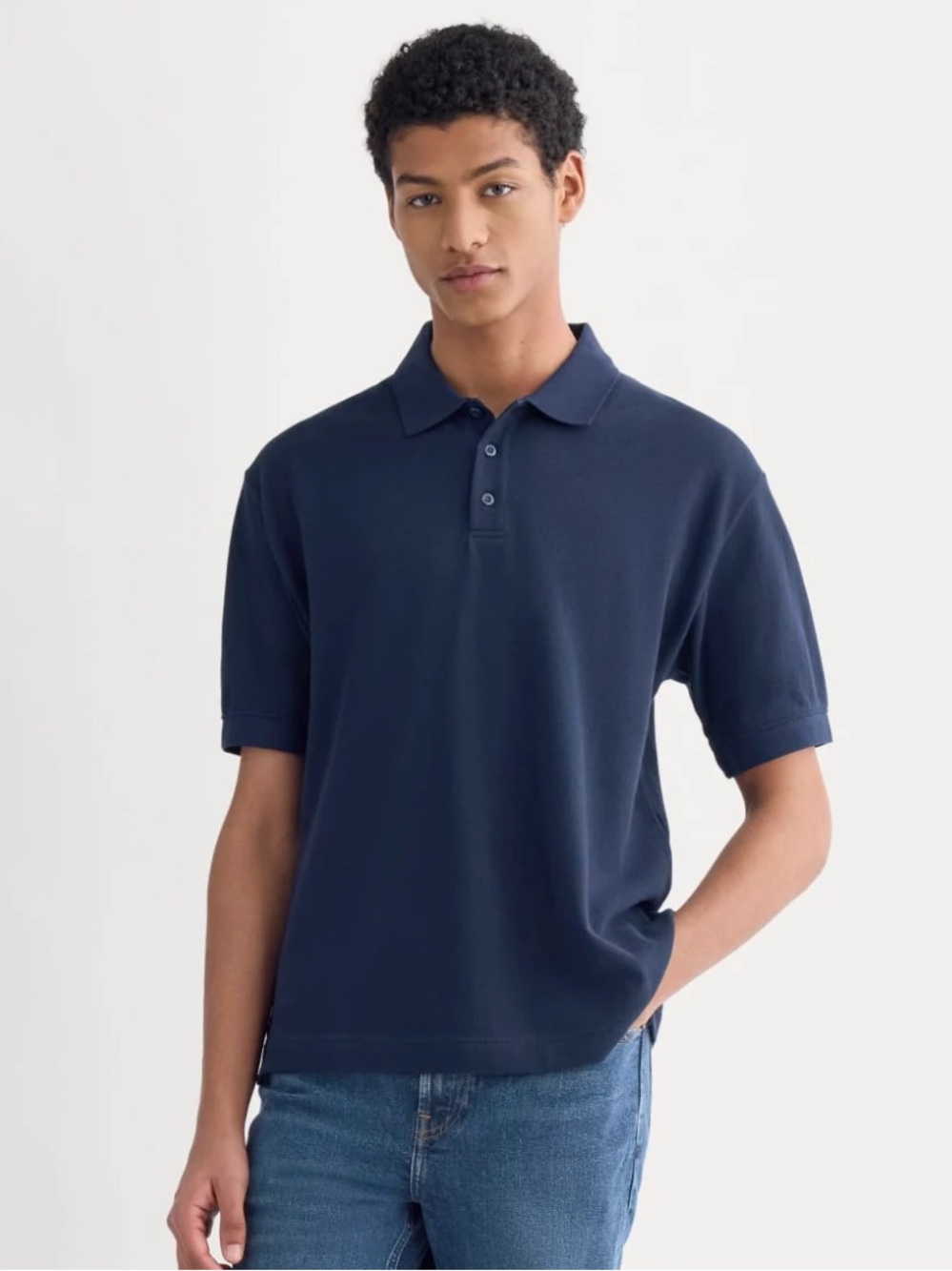 Everlane, Men's Classic Pique Navy Polo Shirt, M